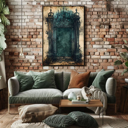 Mysterious Gothic Gate Poster in Abstract Artistic Style