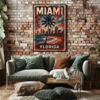 Miami Vibes Tropical Retro Wall Art Poster