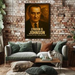 Lyndon B Johnson Presidential Poster Vintage Analog Film Aesthetic Portrait Wall Art Historical Print