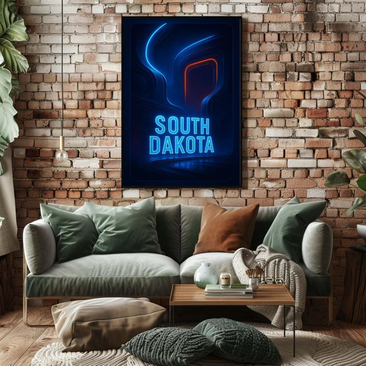 South Dakota Neon Vibes Poster