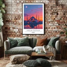 Hagia Sophia Sunset: Captivating Cultural Heritage Poster