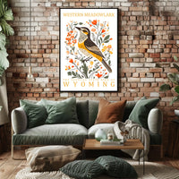 Western Meadowlark Wyoming State Bird Art Poster