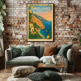Amalfi Coast Coordinates Travel Poster