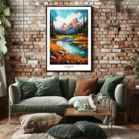 Banff Scenic Landscape Modern National Park Poster PosterGoat