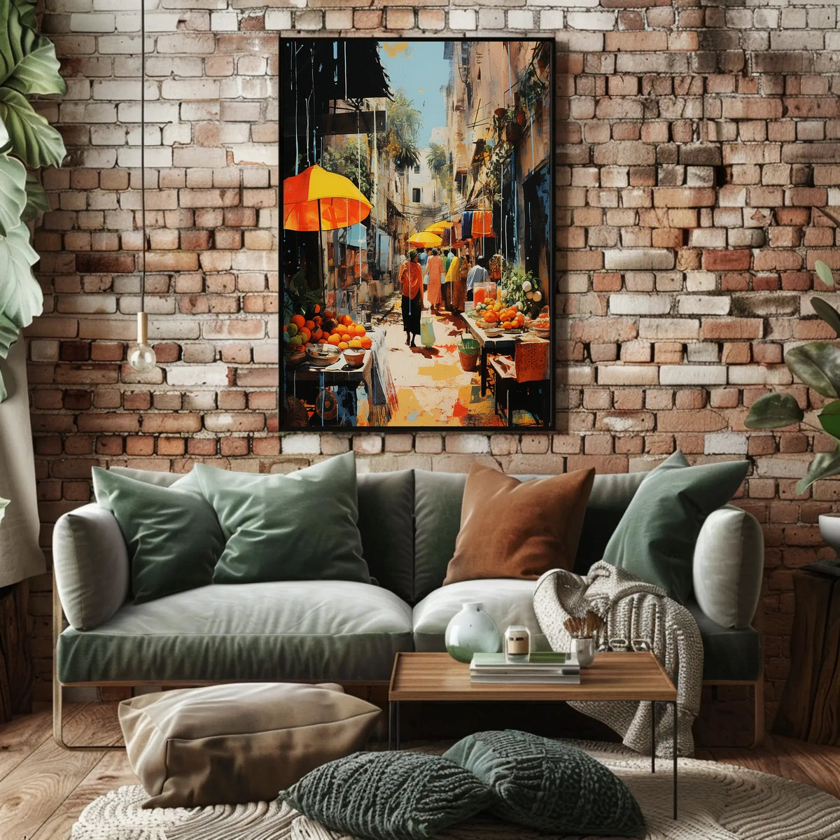 Street Market in Old Town Charm Travel Poster