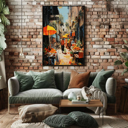 Street Market in Old Town Charm Travel Poster