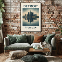 Detroit Skyline Reflection Poster