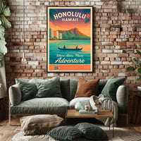 Honolulu Vintage Travel Poster Aloha Meets Adventure
