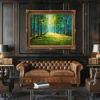Serene Forest Pathway Impressionistic Art Poster