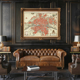 Vintage Map of Paris Wall Mural. Plattegrond van Parijs (ca. 1721–1774)