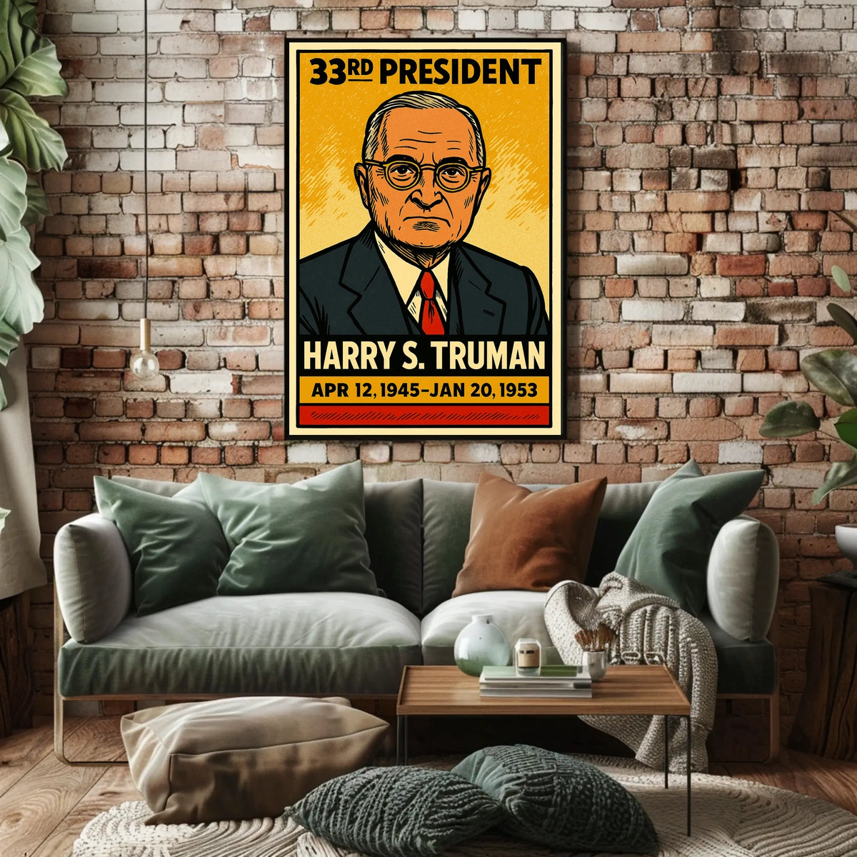 Harry S. Truman 33rd President of the United States Inked Comic Style Poster