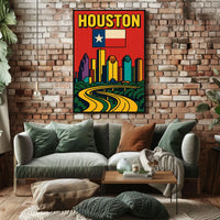 Houston Skyline Pop Art Poster
