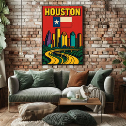 Houston Skyline Pop Art Poster