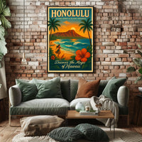 Hawaiian Paradise Vintage Travel Poster Discover Adventure
