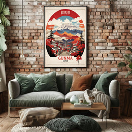 Gunma Vintage Travel Poster Scenic Japanese Landscape