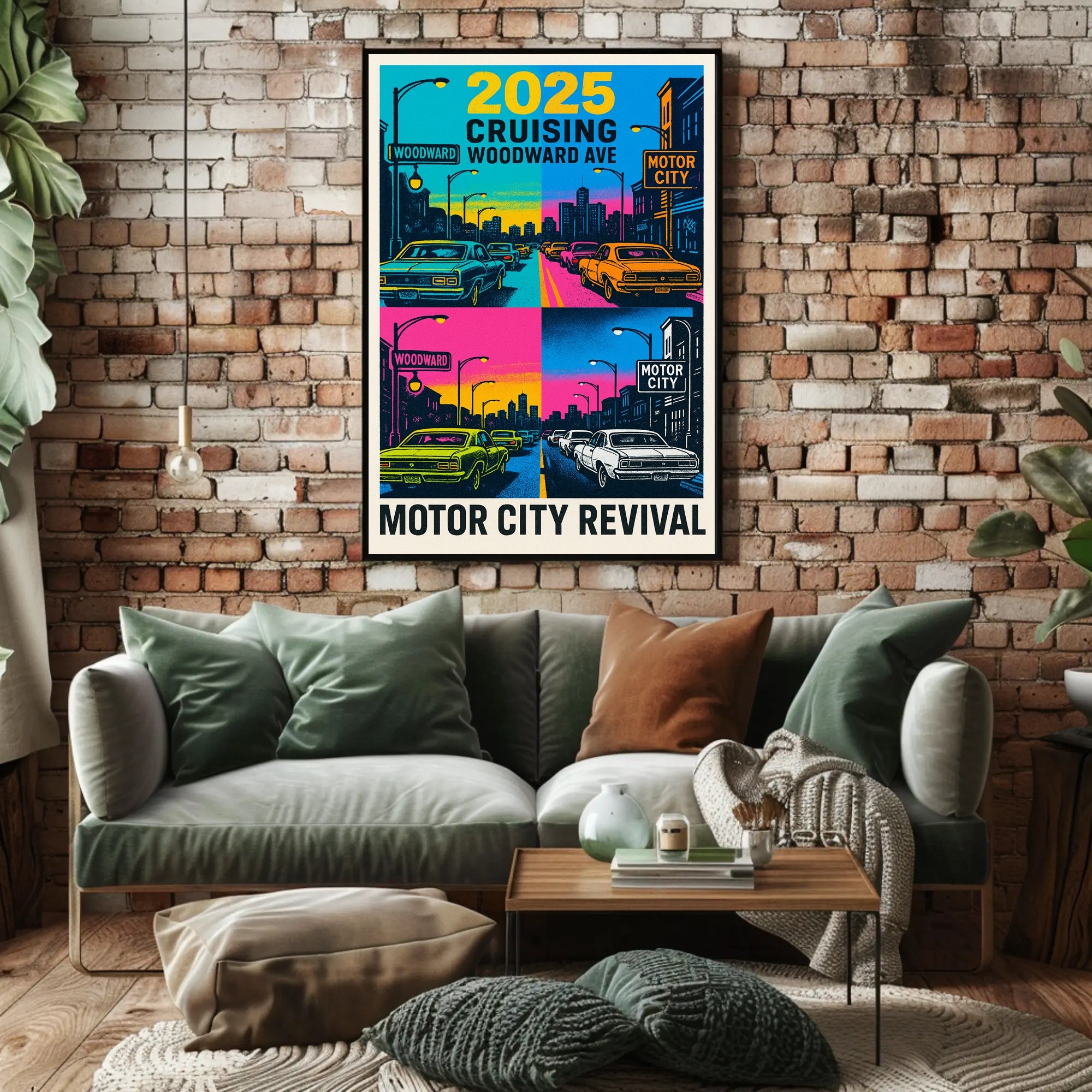Motor City Revival Cruising Woodward Ave 2025 Poster PosterGoat