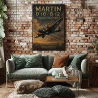 Martin B-10/B-12 Aircraft Vintage Aviation Innovation Poster