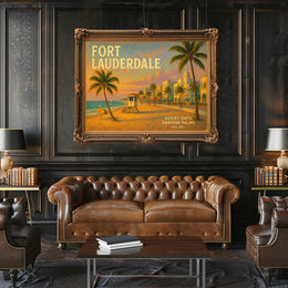 Fort Lauderdale Beach Scene Travel Poster