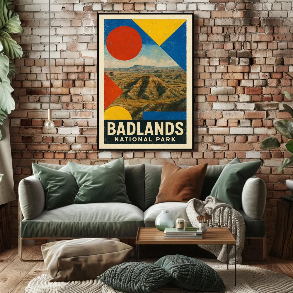 Badlands National Park Modern Geometric Abstract National Park Poster