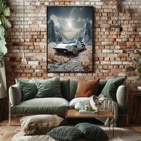 Classic Supercar in a Surreal Landscape Poster PosterGoat