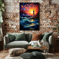 Lighthouse At Sunset Poster