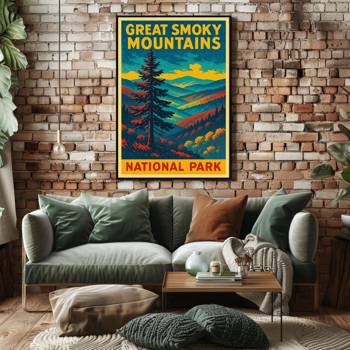 Great Smoky Mountains Vintage Travel Poster Art Nostalgic Retro Adventure Landscape Poster