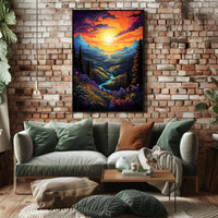 Vibrant Fantasy Landscape Sunrise Sunset National Park Poster