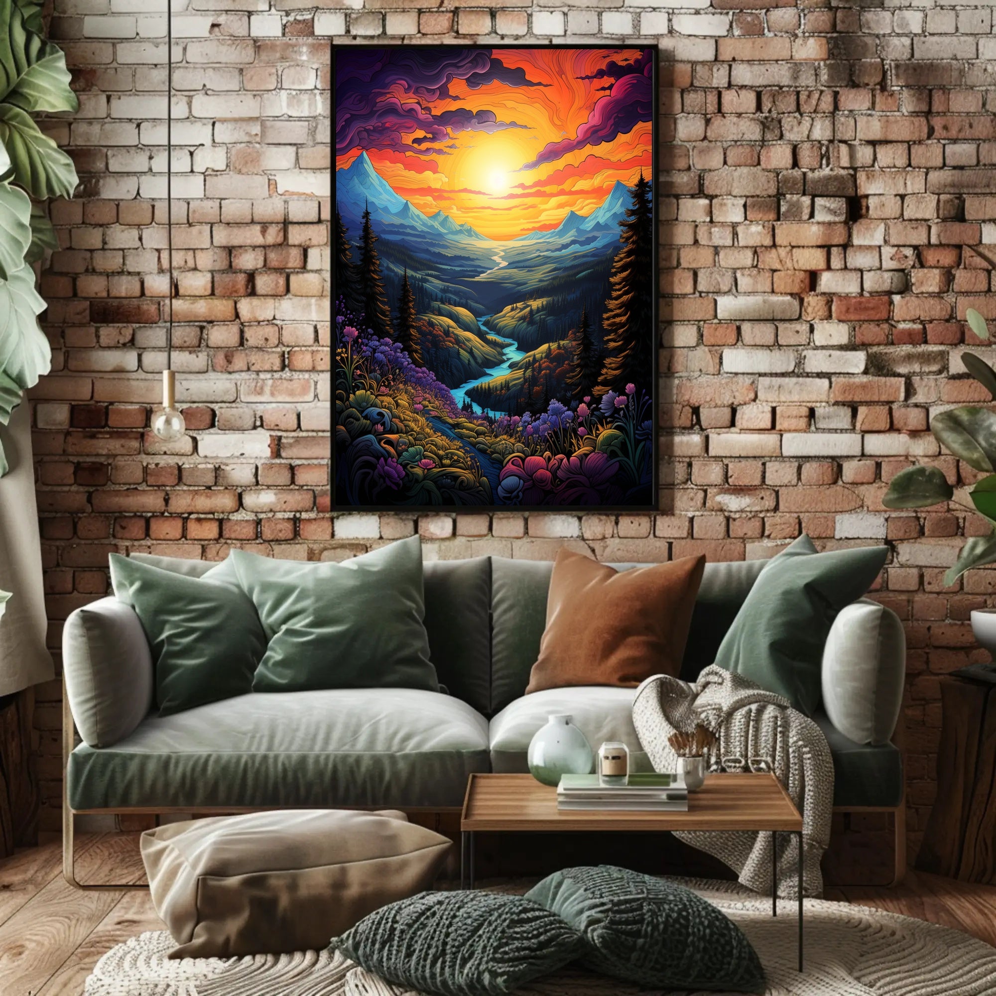 Vibrant Fantasy Landscape Sunrise Sunset National Park Poster