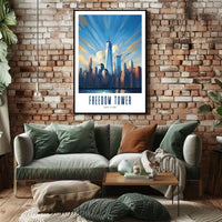 Freedom Tower NYC Skyline City Poster Modern Wall Art