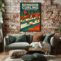 Reindeer Curling Competition Poster