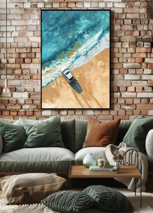Adventure Awaits: Modern Beach Scene Travel Poster