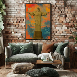 Christ the Redeemer Sunrise Travel Poster