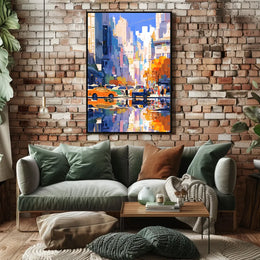 Vibrant Urban Cityscape Poster: Modern Artistic Style