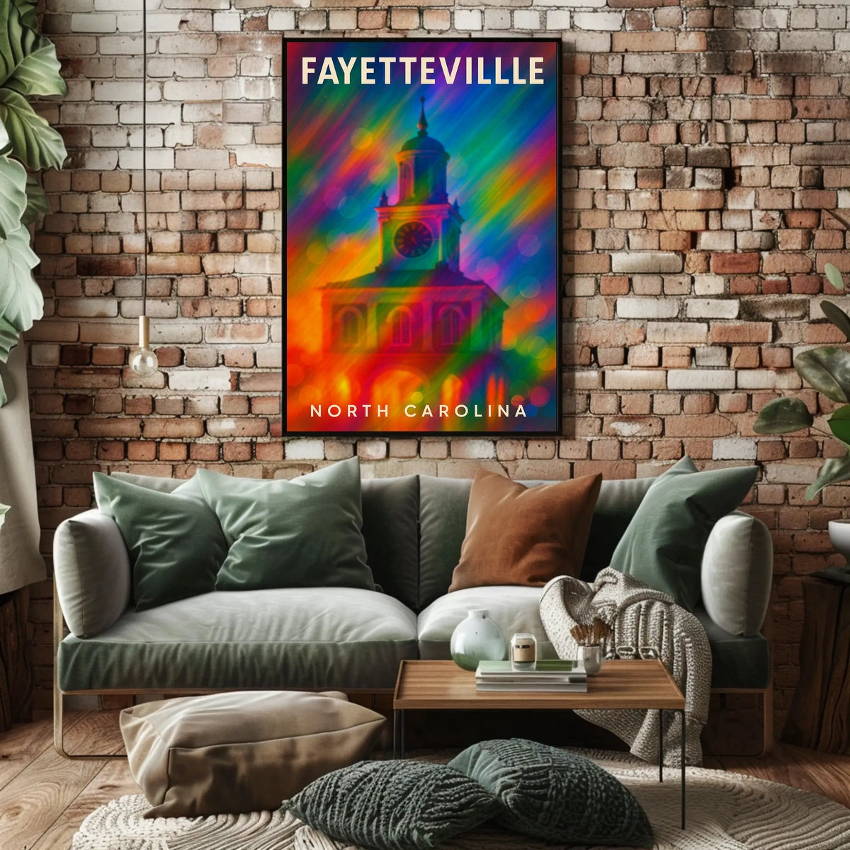 Fayetteville North Carolina Scenic Travel Art Realism Digital Painting Vibrant Heritage Souvenir Wall Decor Poster