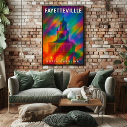 Fayetteville North Carolina Scenic Travel Art Realism Digital Painting Vibrant Heritage Souvenir Wall Decor Poster