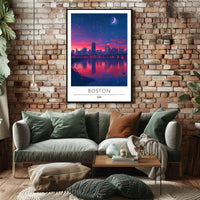 Boston Twilight: Modern Cityscape Art Poster