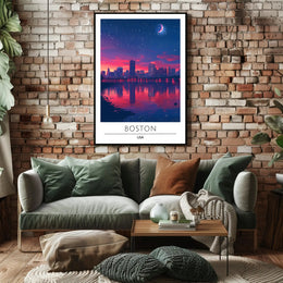 Boston Twilight: Modern Cityscape Art Poster