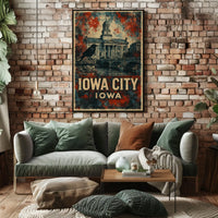 Iowa City Neoclassical Architecture Vintage Patriot Poster