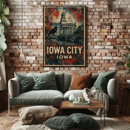 Iowa City Neoclassical Architecture Vintage Patriot Poster