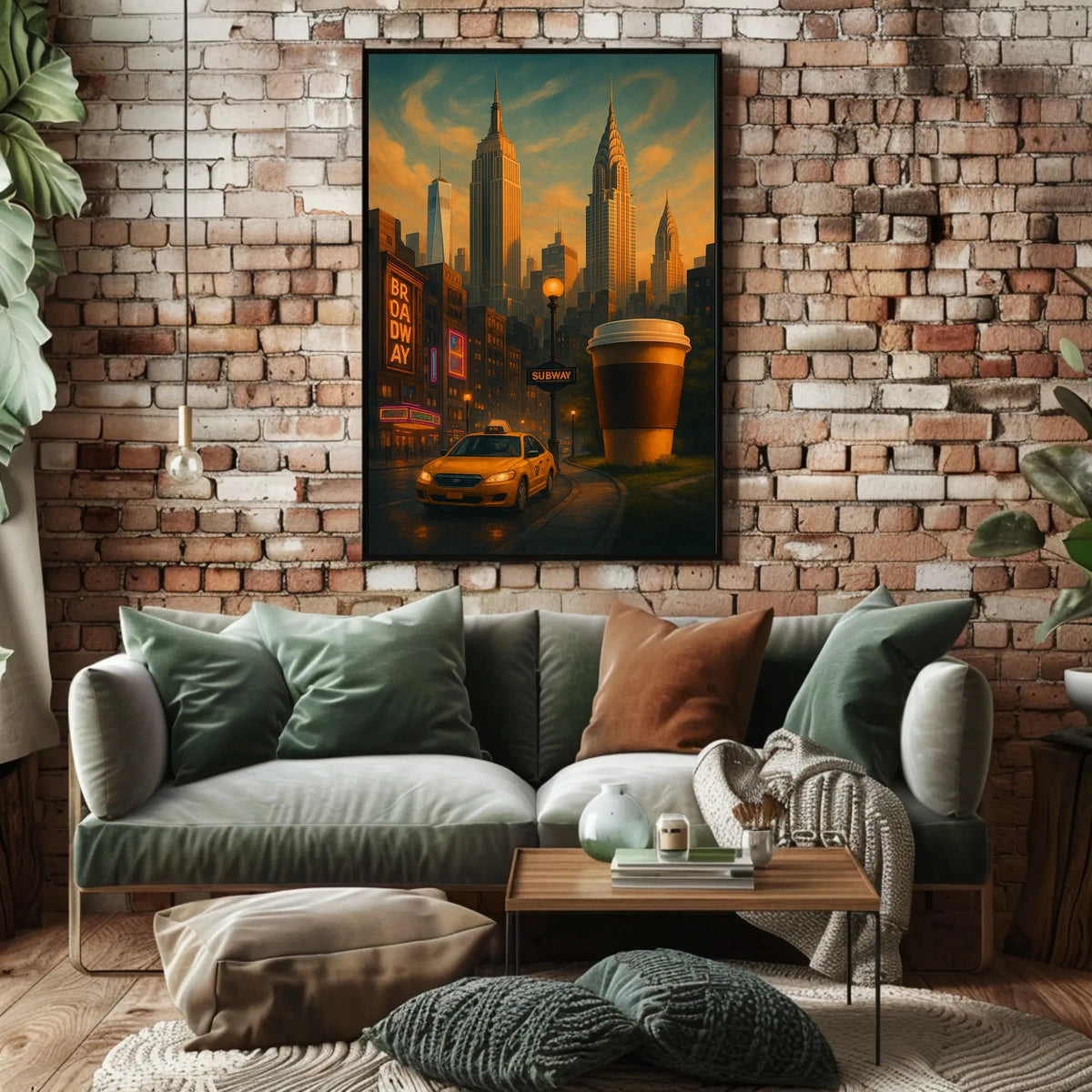 New York City Poster Modern Urban Nightlife Wall Art