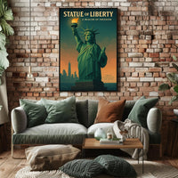 Statue of Liberty Sunset Urban or Cityscape Poster
