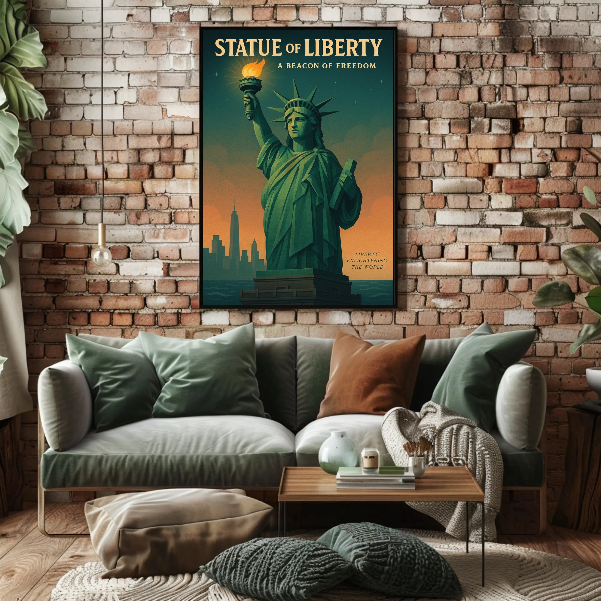Statue of Liberty Sunset Urban or Cityscape Poster