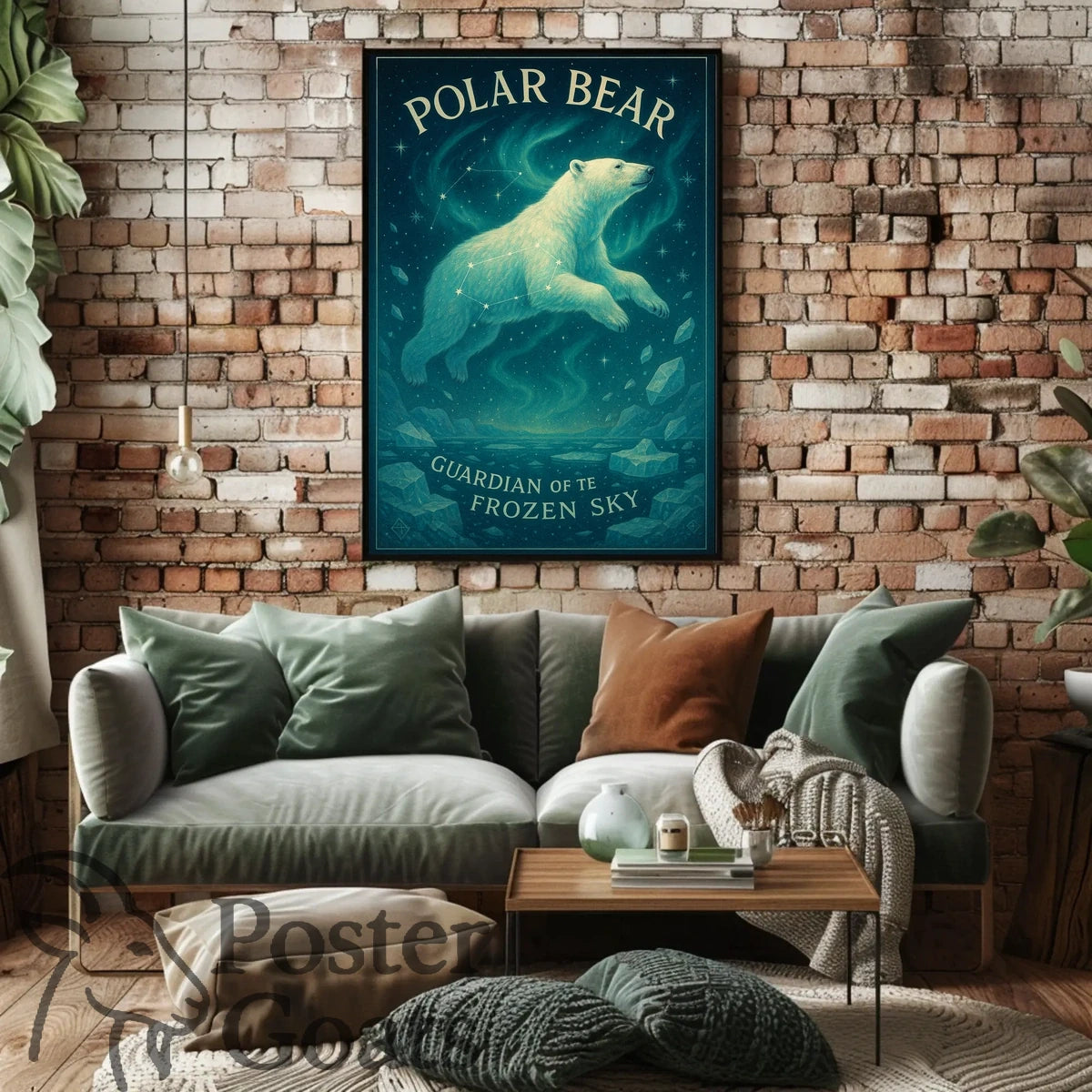 Majestic Polar Bear Cosmic Art Animal Poster