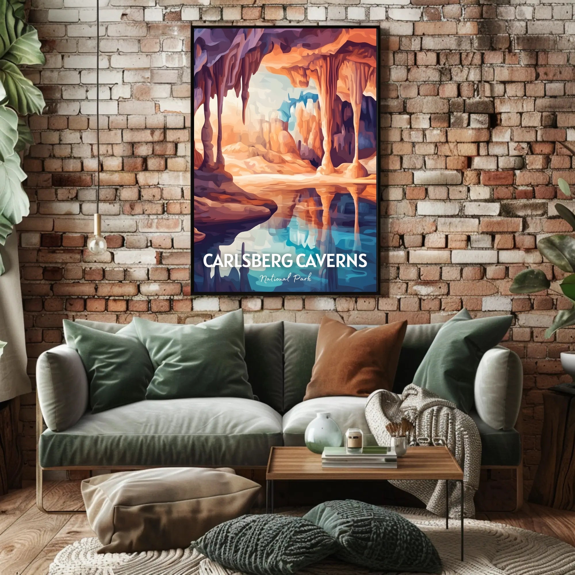 Artistic Carlsberg Caverns National Park Scenic Travel Poster