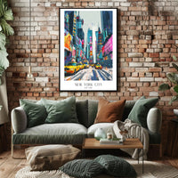 Vibrant New York City Times Square Urban or Cityscape Poster PosterGoat