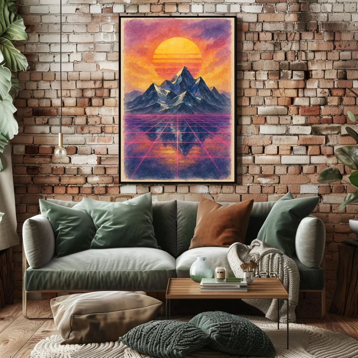Futuristic Dreamscape: Vibrant Synthwave Landscape Futuristic Sci-Fi Poster