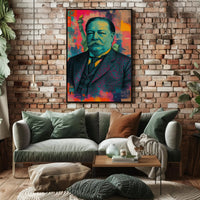 Stylized Pop Art Portrait with Liberty and Robot Elements Poster