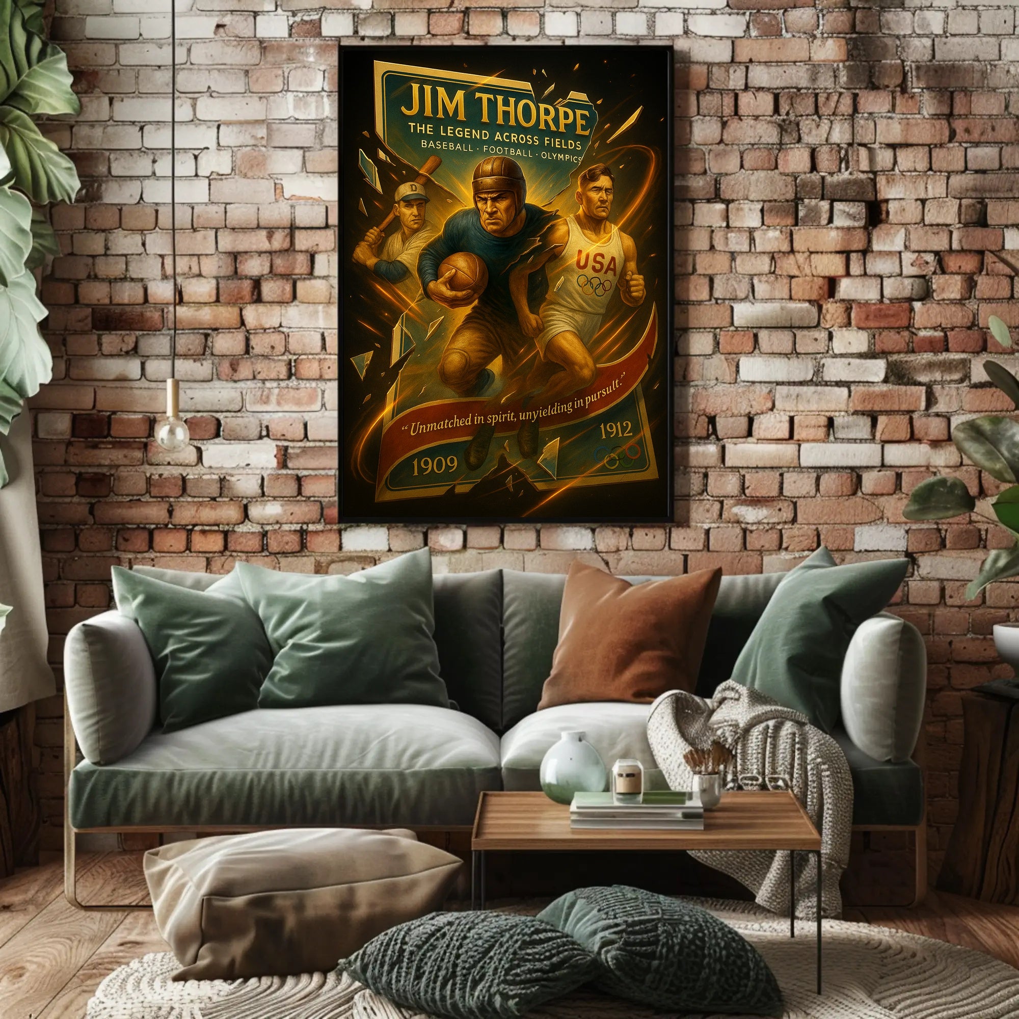 Jim Thorpe Legend Across Fields Poster Art PosterGoat