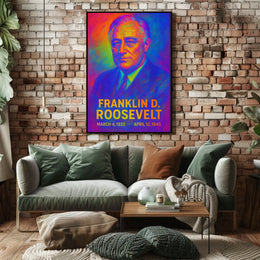 Franklin D. Roosevelt 32nd President of the United States Neon Gradient Overlay Poster