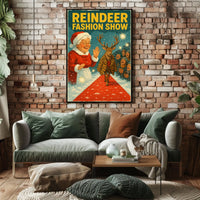 Reindeer Fashion Show Vintage Holiday Animal Poster